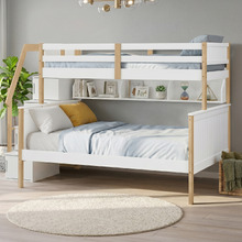 Evren Single Over Double Bunk Bed with Staircase & Shelf